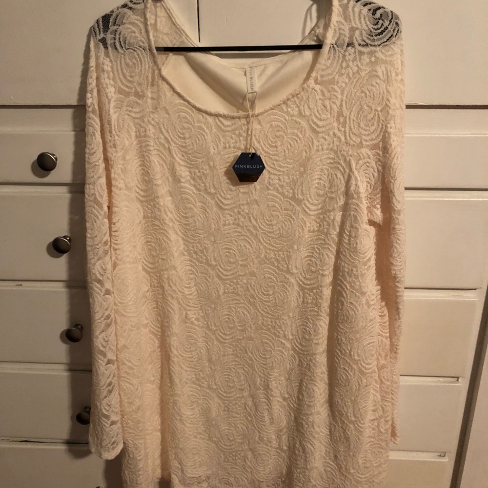 NWT Ivory lace Pink Blush maternity tunic